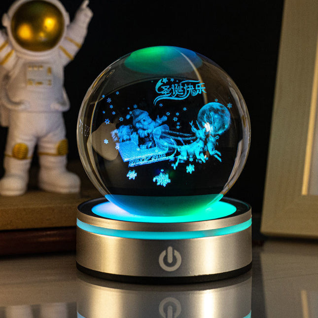 3D Carving Luminous Crystal Ball Lamp