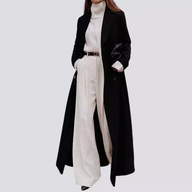 &nbsp;Leisure Long Pure Color Woolen Coat