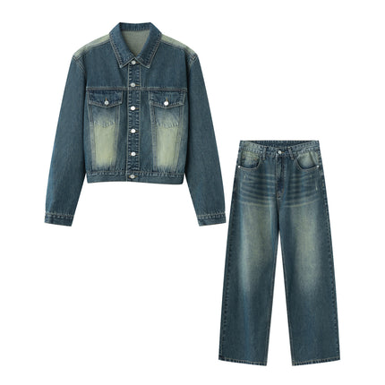 Retro Cowboy Coat & Jeans Set