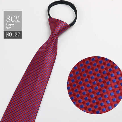 Black Men's Striped Blue Business Lazy Zip Tie