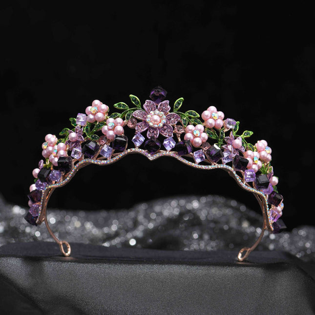 Bijoux de cheveux de mariée en alliage de cristal avec fleurs
