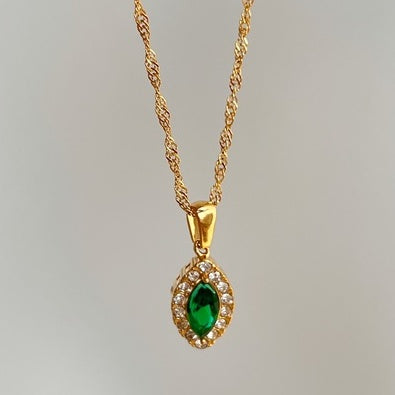 Collier en titane et zircon olive