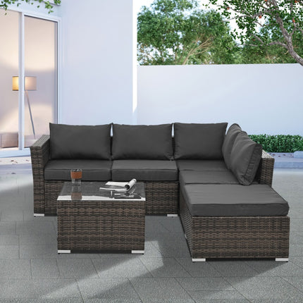 Ensemble de meubles de patio 4 pièces avec table en verre trempé