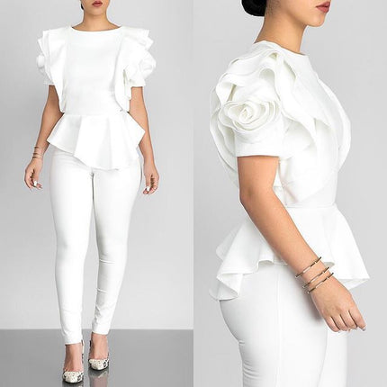 Summer Hot Style Ruffled Hem Short Sleeve