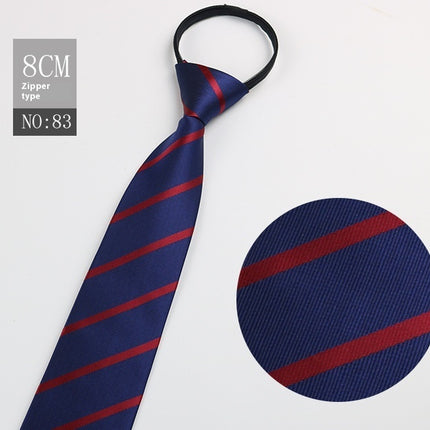 Black Men's Striped Blue Business Lazy Zip Tie