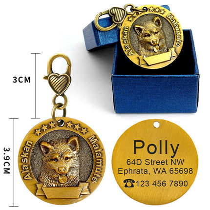 Médaille d'identification pour chien gravée en métal personnalisée Carte d'identité anti-perte