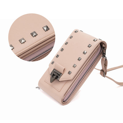 Sac à bandoulière en cuir PU avec rivets pour femme - Sac à main tendance à bandoulière de couleur unie