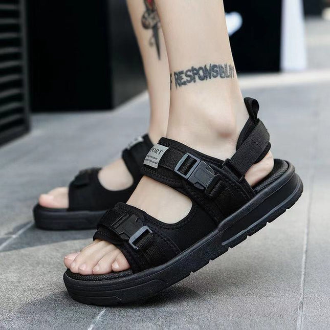 Fashion Sports Velcro Sandals and Slippers in Black