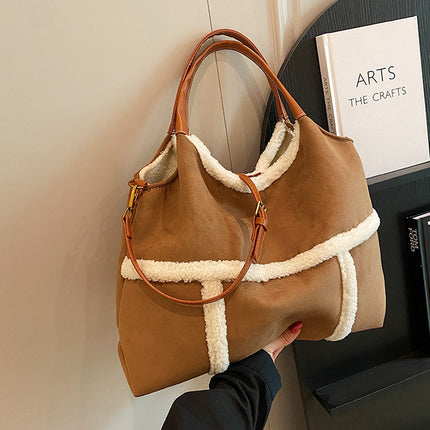 Lot de 2 sacs à main en daim de grande capacité pour femme en peluche pour l'hiver