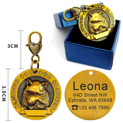 Médaille d'identification pour chien gravée en métal personnalisée Carte d'identité anti-perte