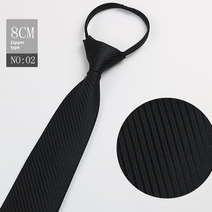 Black Men's Striped Blue Business Lazy Zip Tie