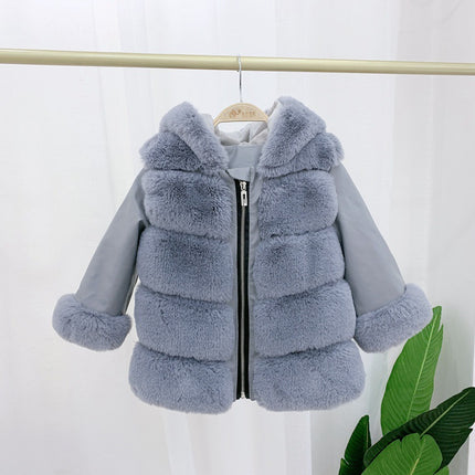 Rabbit Hooded Faux Fur Coat