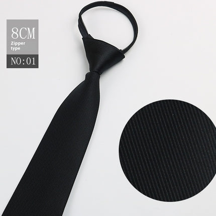 Black Men's Striped Blue Business Lazy Zip Tie
