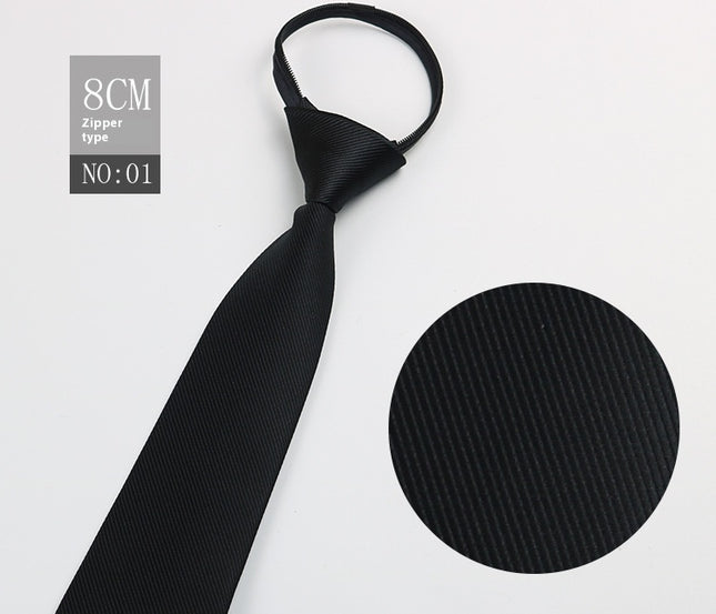 Black Men's Striped Blue Business Lazy Zip Tie