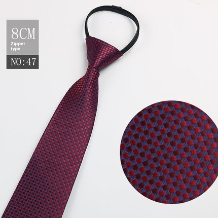 Black Men's Striped Blue Business Lazy Zip Tie