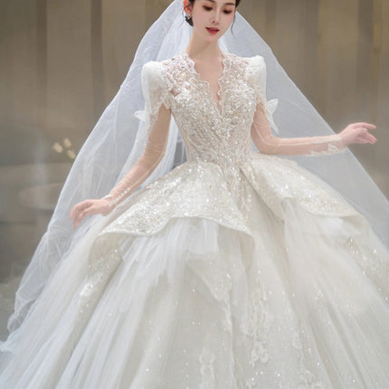 Bride Main Yarn Long Sleeve Wedding Dress
