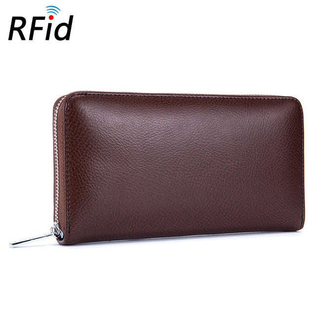Men's RFID Genuine Cow Leather Wallet with 36 Card Slots, Long