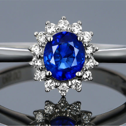 Bague en or avec zircon bleu de haute qualité populaire