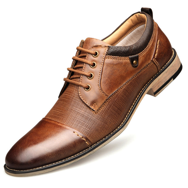Men's Brown Leather Formal Shoes with Rubber Sole