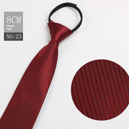 Black Men's Striped Blue Business Lazy Zip Tie
