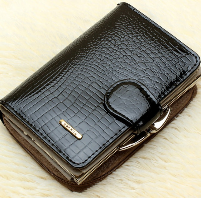 Fashion Real Patent Leather Women's Short Wallet with Box