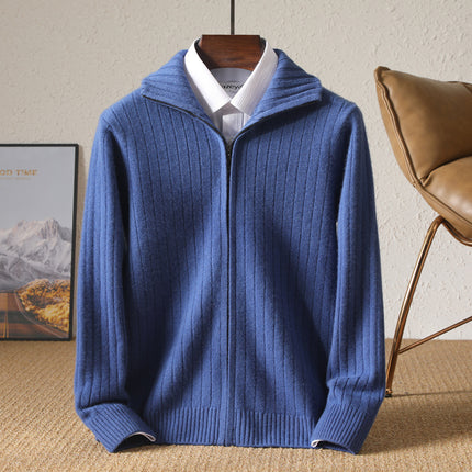 Pull zippé en laine pour homme