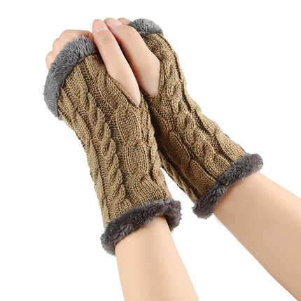 Gants moelleux doublés de polaire, tricotés torsadés, fuites de doigts