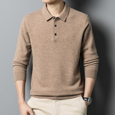 Men's Polo Collar Solid Color Sweater