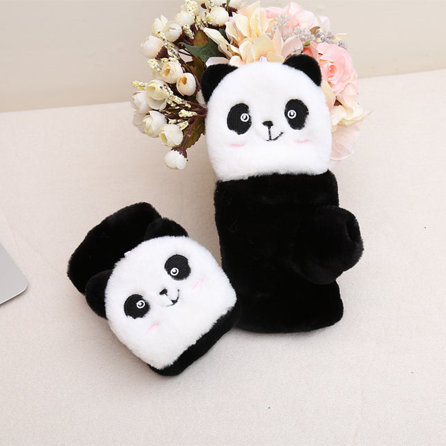 Gants épais et chauds à demi-doigts en peluche résistants au froid pour femmes