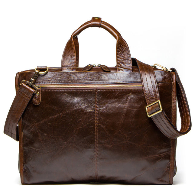 Sacoche d'affaires en cuir de vache marron pour homme, sac messager à bandoulière pour ordinateur portable