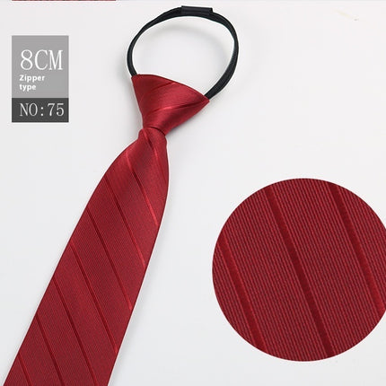 Black Men's Striped Blue Business Lazy Zip Tie