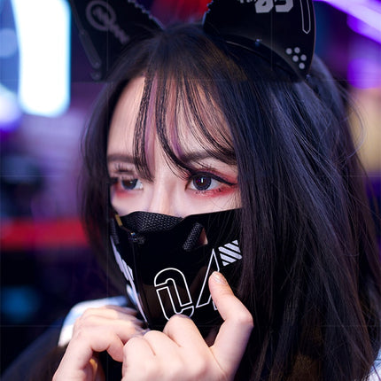 Masque Punk Oreilles de Chat Bandeau Fonction Machines de Science-Fiction Bidimensionnelles
