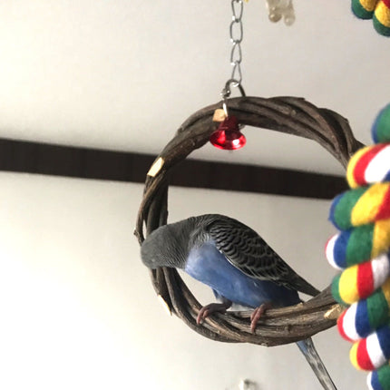 Bird Standing Frame Rattan Ring Chewing Toy