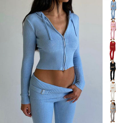 Ensemble pull à manches longues et pantalon long taille haute