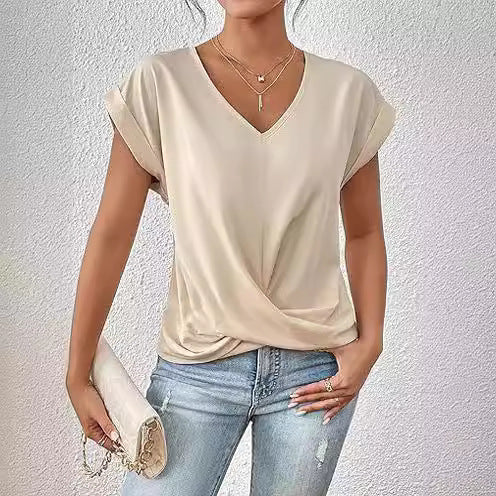 Fashion Irregular Knot Short-Sleeve T-shirt
