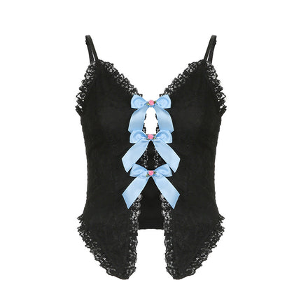 Sweet And Spicy Lace Ruffled V-neck