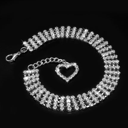 Collier pour animal de compagnie à quatre rangées de strass
