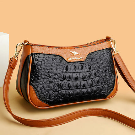 Sac à bandoulière en cuir PU à motif alligator pour femme