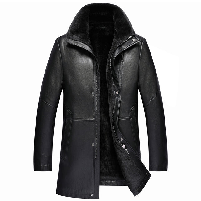 Men's Real Leather Fleece-Lined Jacket