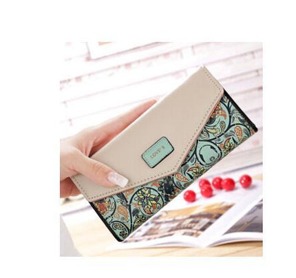 Portefeuille en cuir PU brodé floral pour femme BIRDS