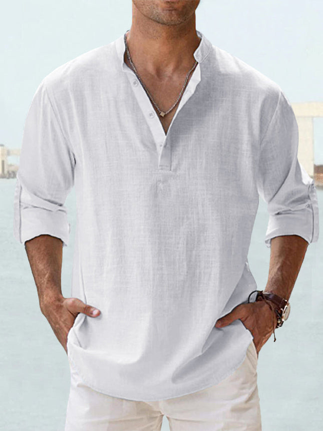 Casual Blouse Cotton Linen Shirt