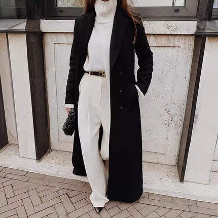 &nbsp;Leisure Long Pure Color Woolen Coat