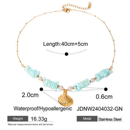 Collier pendentif coquillage vert menthe