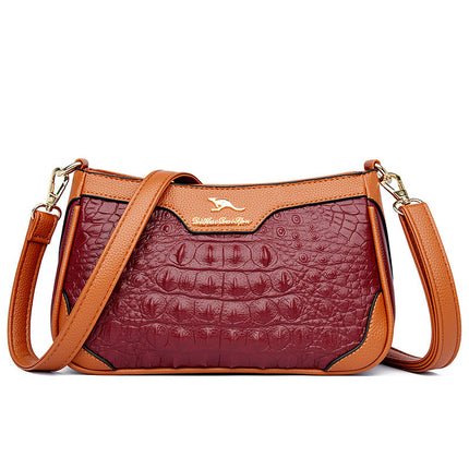 Sac à bandoulière en cuir PU à motif alligator pour femme