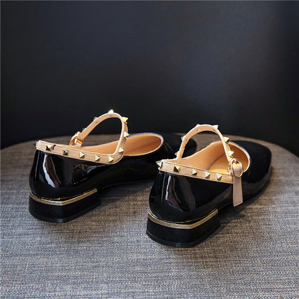 Mary Jane Leather Flats with TPU Sole and Breathable Design