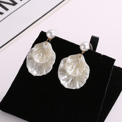 Boucles d'oreilles en coquillage et perles de style nouveau