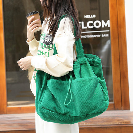 Sac à bandoulière multi-poches tendance en velours côtelé pour femme