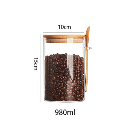 Wood Spoon Glass Storage Tank Set