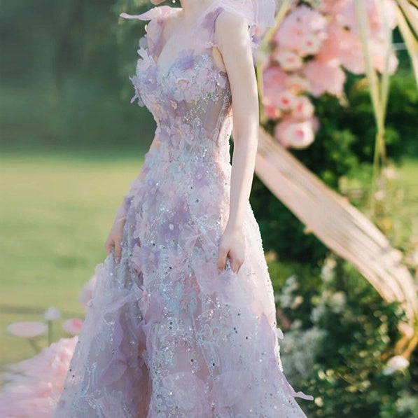 Lace A- Line Style Bridal Marriage Engagement Prom Dress