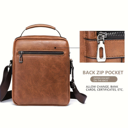 Sac messager à bandoulière en cuir PU pour homme avec porte-cartes